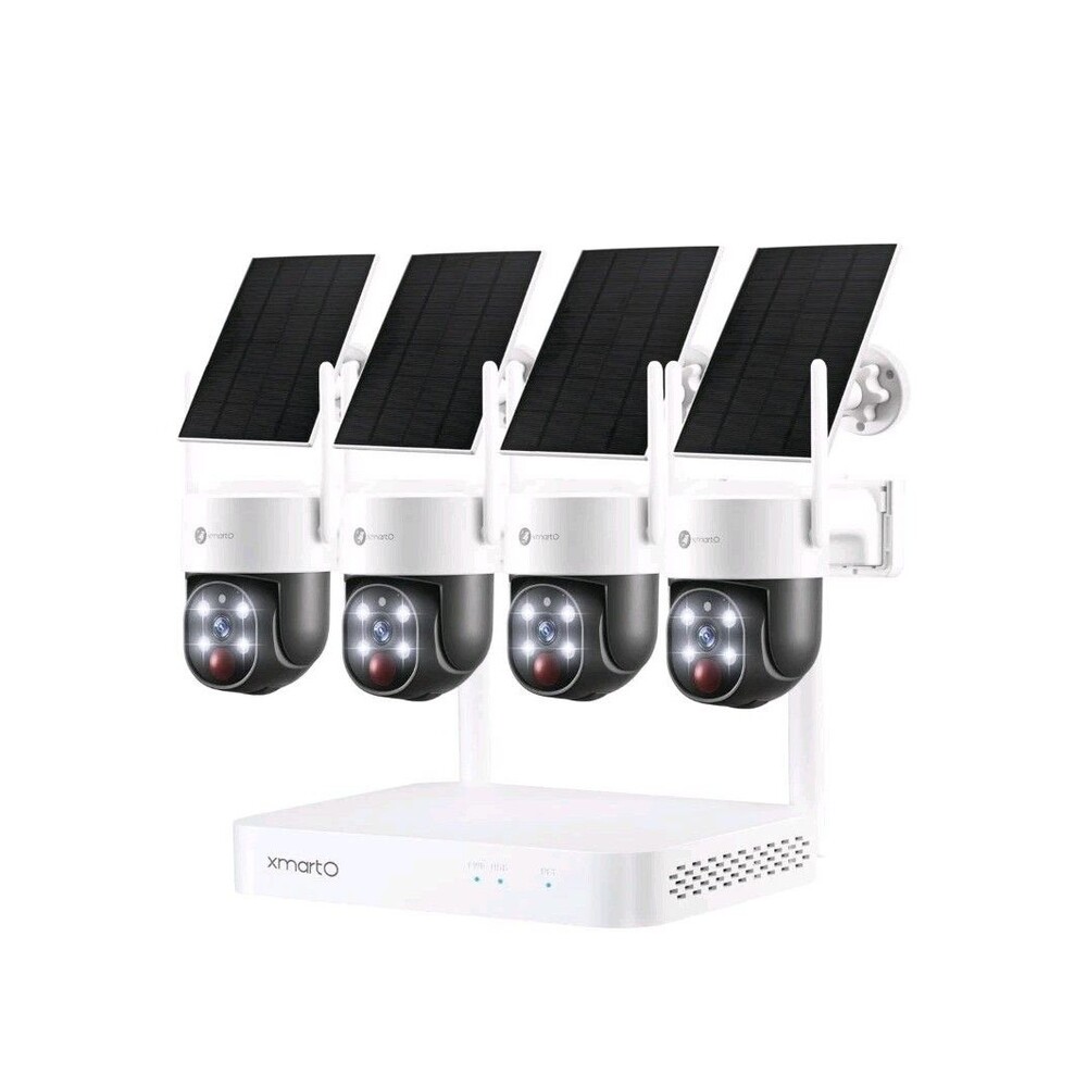 4 PackWire-Free Solar PTZ Home Security Camera System Wireless, 2K 4MP QHD CCTV